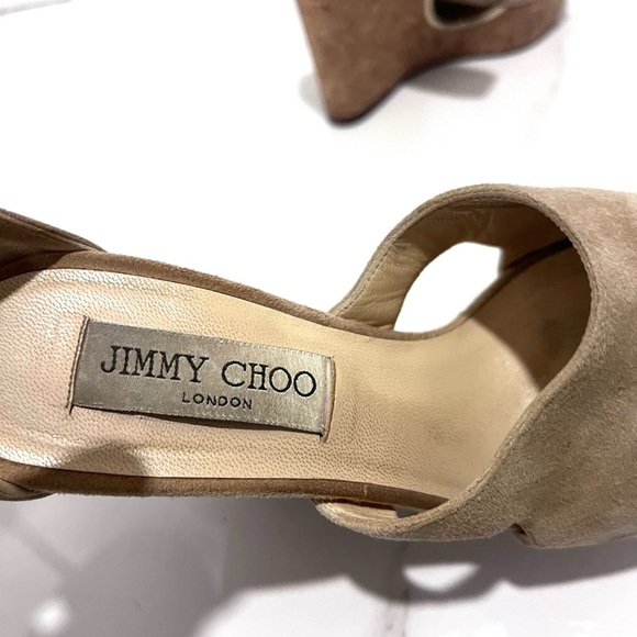 Jimmy Choo Beige Suede Platform Sandals - Picture 7 of 9